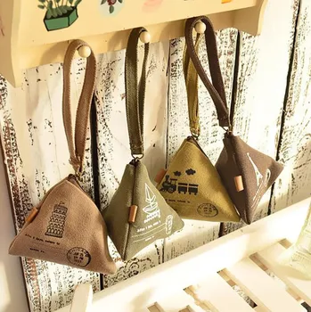 

1 Pcs Mini Purse Handbag Triangle Buckle Canvas New Change Coin Pouch Wallet Hot Cute Key Bags Mini Cute Key Packets Traveling