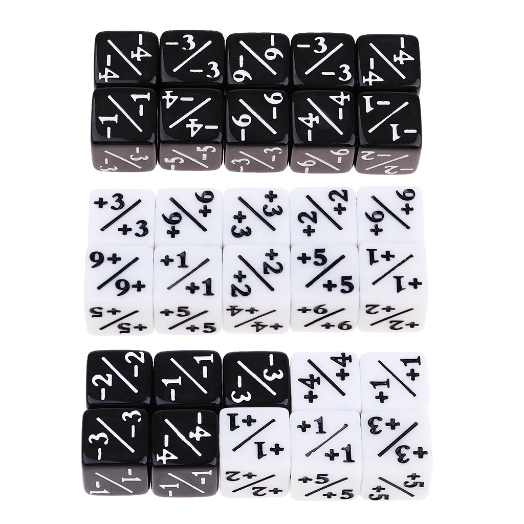 20PCS Set White Six-side Acrylic Dice Family 6-Die For D& D Role Play Game