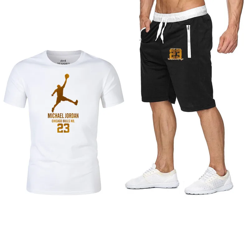 

Summer Hot Sale Men's Sets T Shirts+shorts Two Pieces Sets Casual Tracksuit new Male Casual Tshirt Fitness trousers men Set