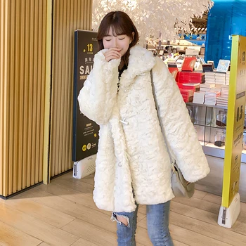 

Maternity Winter Lambs Coats Long Sleeve Turn-Down Collar Loose Thick Warm Rabbit Fur Jackets Button Fly Pregnant Women Outwear