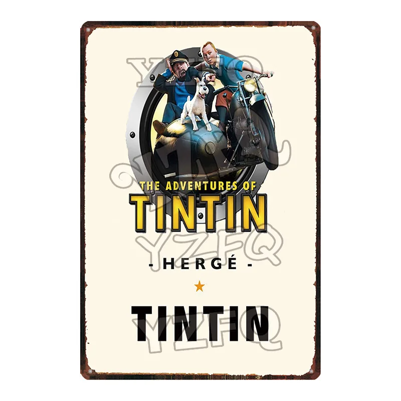 DU-5245 Tintin мультфильм жестяная вывеска металлическая тарелка потертый шик железная живопись детская комната настенный бар домашнее искусство Ремесло Декор 30X20 см DU-5237A - Цвет: DU-5245