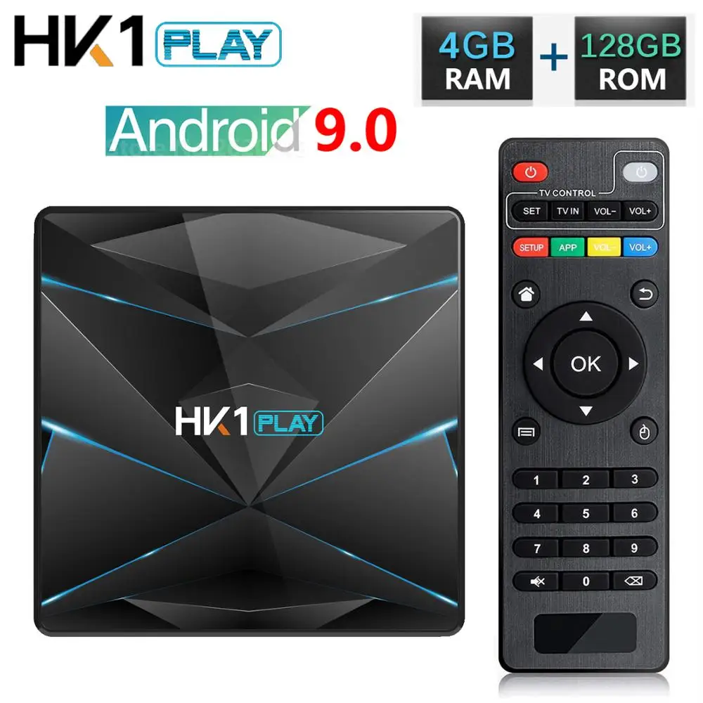 

HK1 Play Samrt TV BOX 4K Android 9.0 Amlogic S905X2 Quad Core ARM Media Player DDR3 4G 128G 2.4G/5G Wifi Set Top Box TV Receiver
