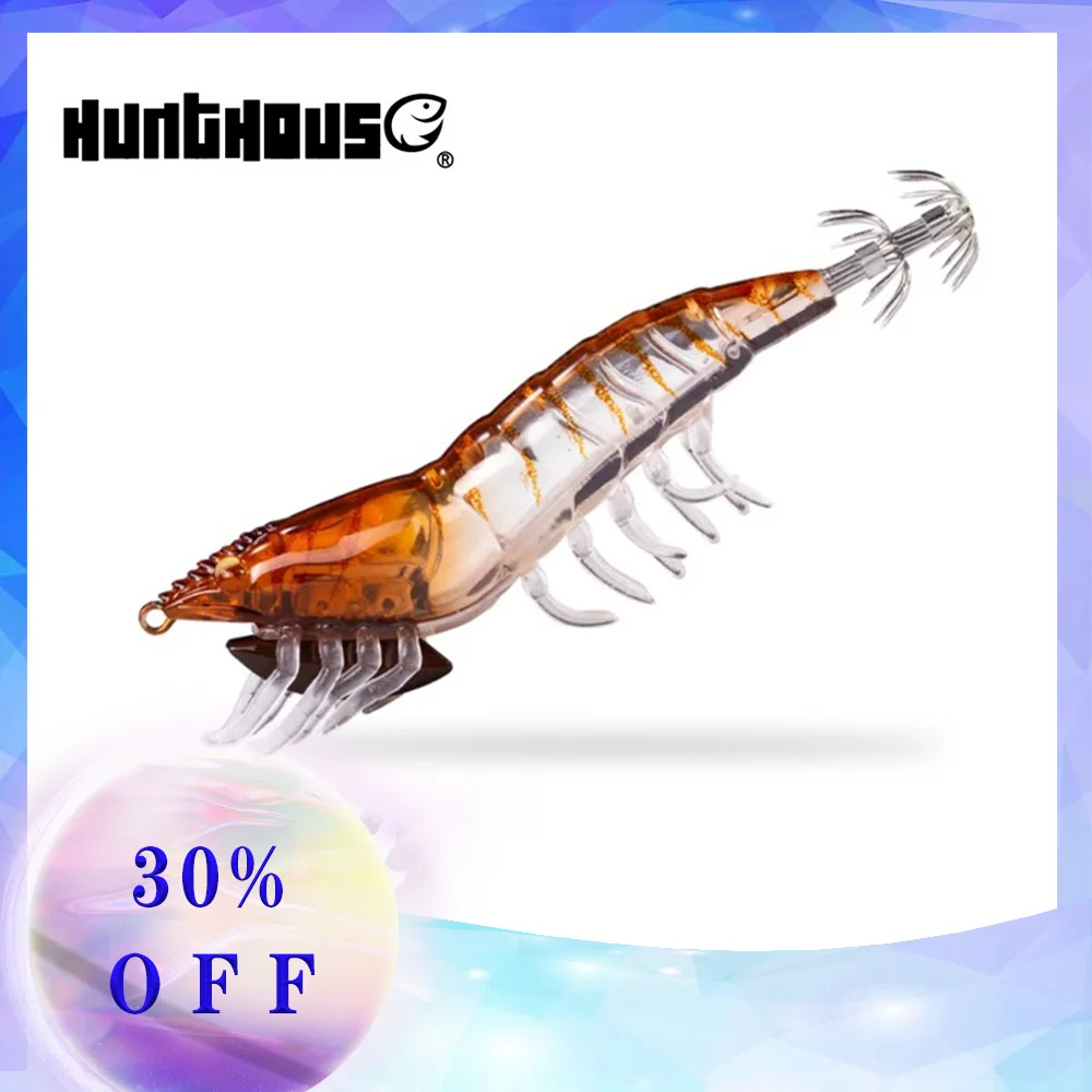 

Hunthouse fishing lure Squid Jig wooden eging hook shrimp for Cephalopod Wood shrimp octopus lures squid jigging leurre cuttle