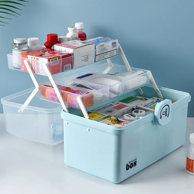 Boîte à médicaments verrouillable avec étui de rangement portable