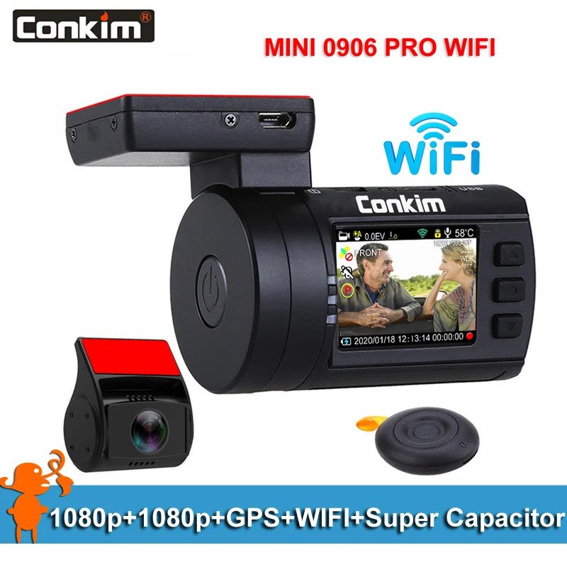 Conkim Автомобильный видеорегистратор с двумя камерами GPS 1080P FHD Novatek 96663 Скрытый