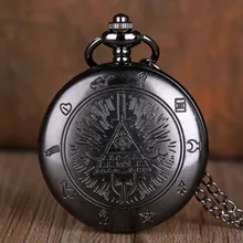 Винтажные черные кварцевые карманные часы Bill Cipher Гравити Фолз аналоговые в виде кулона карманные часы унисекс с цепочкой ожерелья