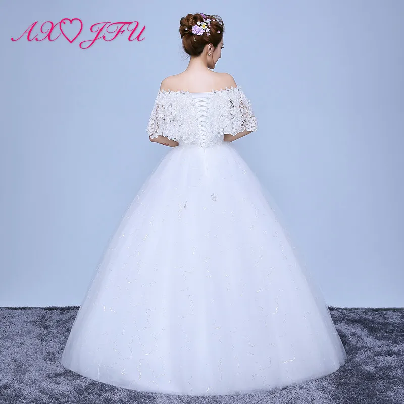 AXJFU принцесса винтажное цветочное красное кружевное свадебное платье роскошное бисер Кристалл лодочка шеи оборки кружева бальное платье белое свадебное платье
