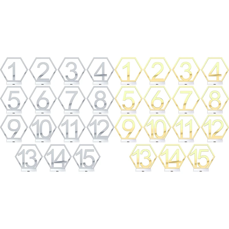 Soporte Mesa geométrica Hexagonal 1-20 números de Acrílico Decoración para Boda signos de recepción 