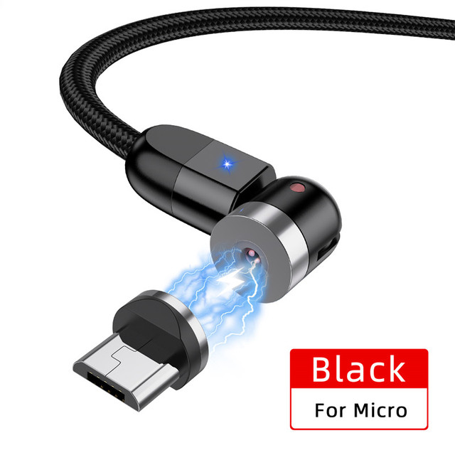 2m LED 540 Rotate Magnetic Cable Micro Type C Phone Cable For iPhone12 Pro XS Max Samsung Xiaomi USB C Cord Wire Cable