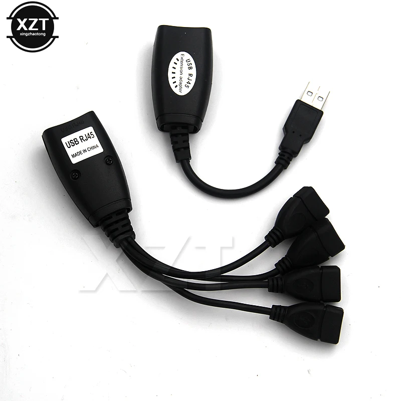 

Ethernet RJ45 to 4 USB 2.0 Adapter Extender Over 150ft Network Extension Cable
