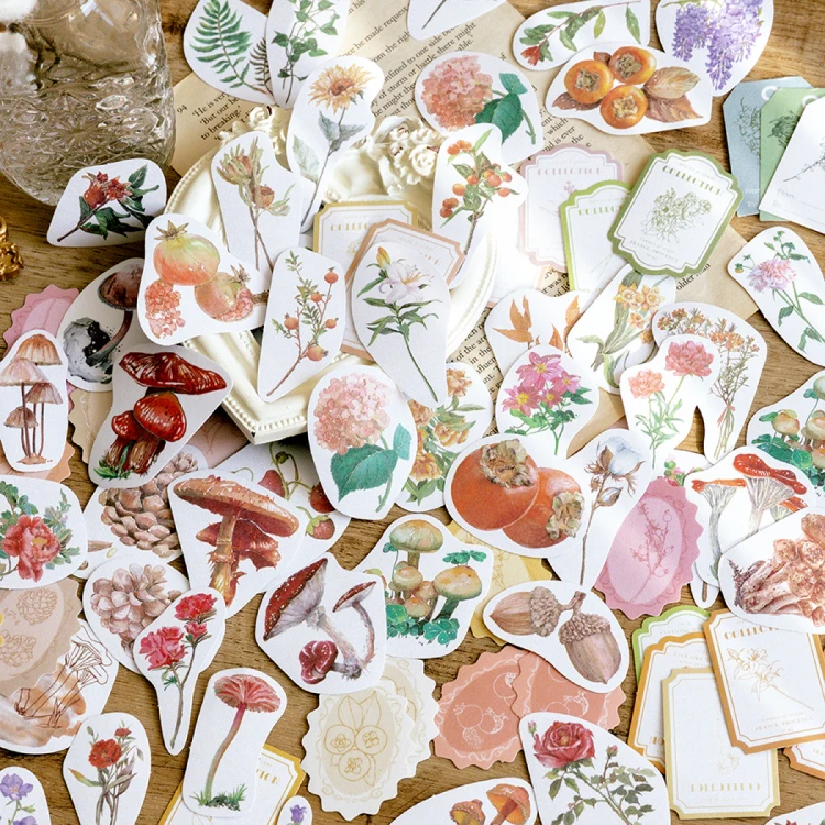 40 шт./лот винтажные Цветочные растительные бумажные стикеры сделай сам