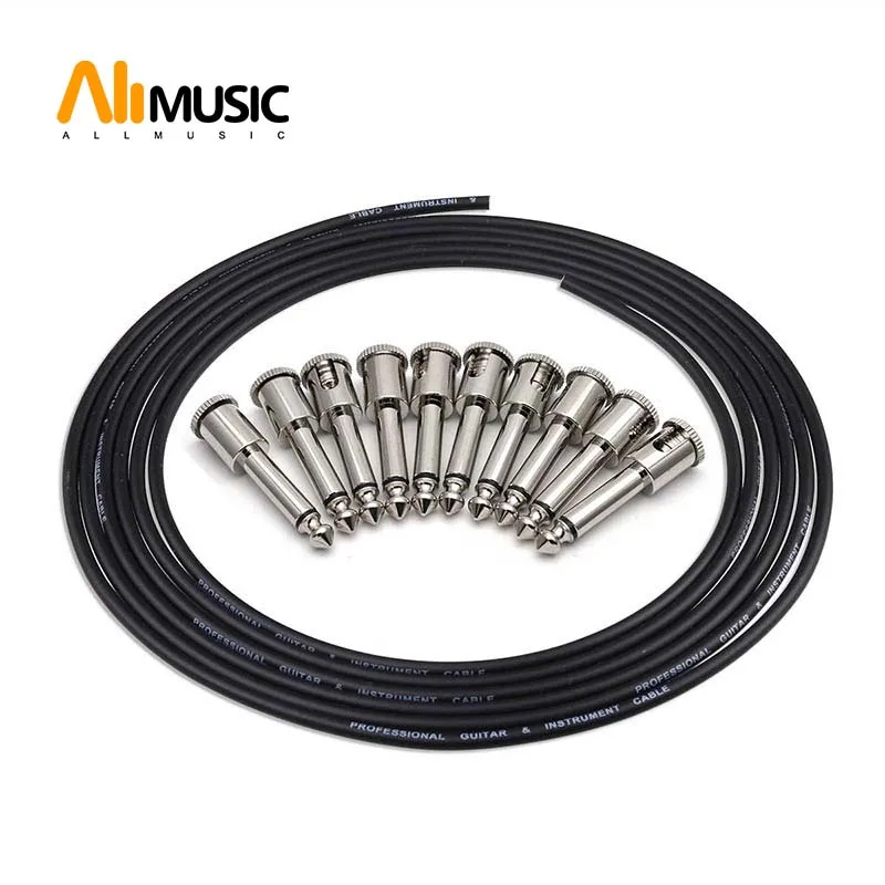 

ALLMusic DIY Guitar Solder-free Pedal Patch Cable Board Copper Cable Kit Set 10ft 10 Strait Audio Solderless 6.35 Mono Plugs