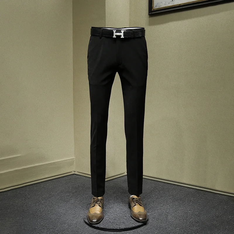 men pants black business man office wear wedding suits pant young man streetwear autumn winter mens pants thicken clothing 30 36