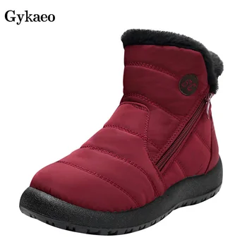 

Gykaeo Female Snow Boots Women Thick Soles Waterproof Plush Warm Shoes Mother Cotton Shoes Short Ankle Boots Large Size 42 43