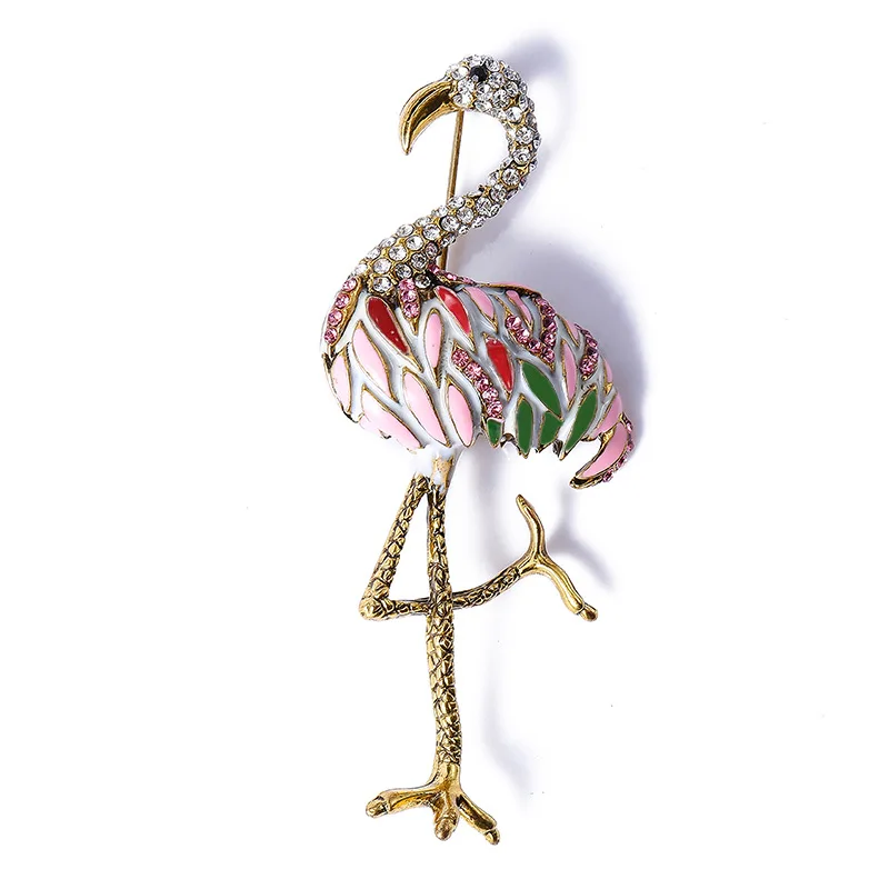 

Imitation Enamel Flamingo Ostrich Brooch Women's Corsage Brooch Coat Cardigan Luxury Glorious Versatile Accessories Brooch Buckl
