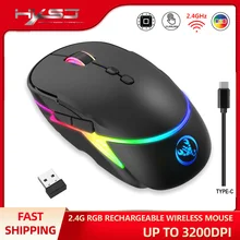 HXSJ Rechargeable 2.4G Wireless Gaming Mouse TYPE-C Interface 600 mAh Lithium Battery 12 Kinds of Light Modes 3200dpi Adjustable