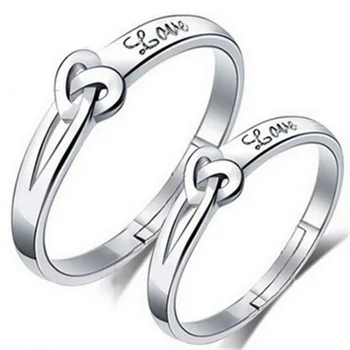 

CHAMSS Japanese And Korean Version Couple Heart Shape Open Pair Ring Romance Fashion Female Birthday Gift