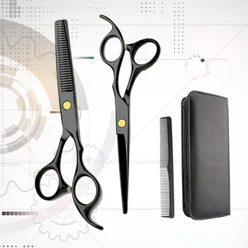 

1 Set 5pcs Professional Hair Cutting Scissor Hair Shearing Flat Teeth Scissors Hairdressing Scissors Tool (Black)