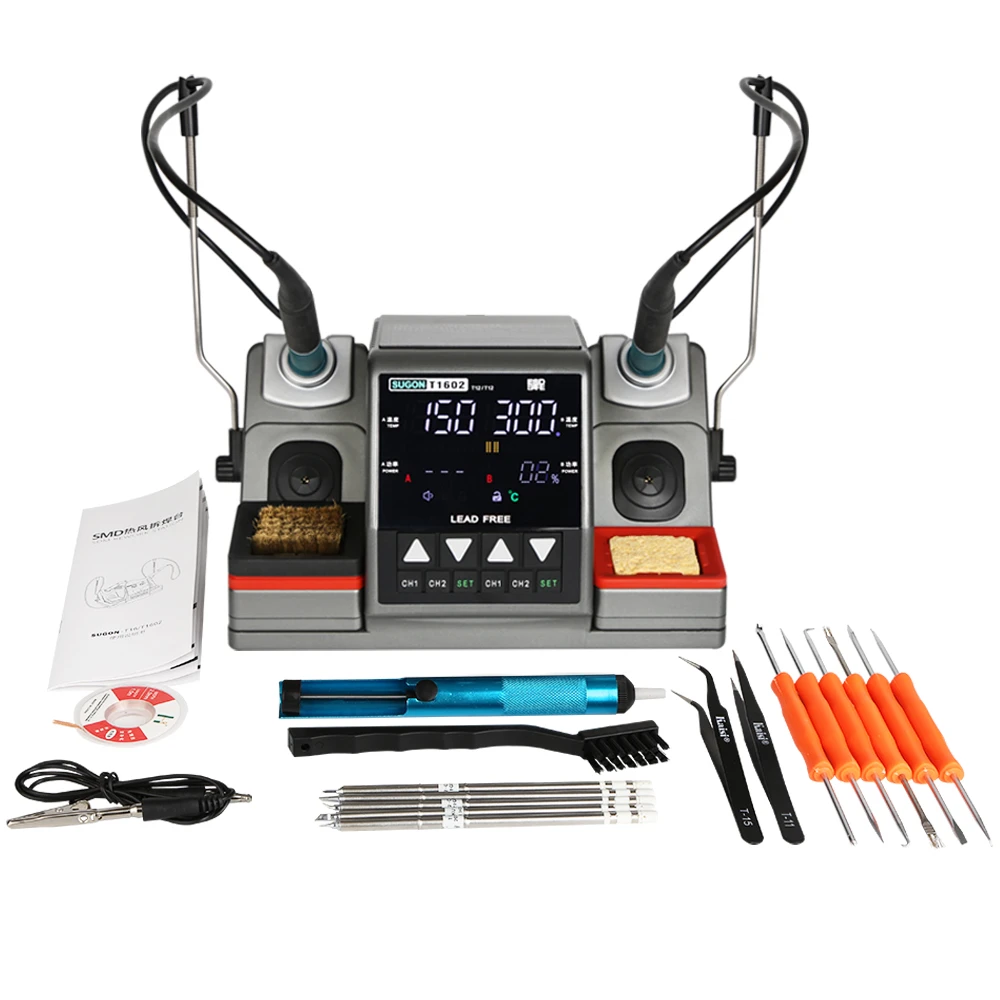 Sugon T1602 Soldering Station T12 Handle Double Station Digital Rework