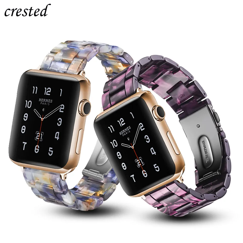 

Resin strap For Apple watch band pulseira Apple watch 5 4 3 2 44mm 40mm iwatch band 42mm 38mm stainless steel Watchband bracelet