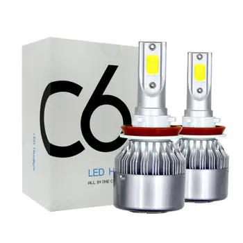 

A Pair H11 LED Car Lights H4 H11 HB3 HB4 H13 9005 9006 6000K 200W 12V 24V 20000LM Auto Headlamps Car Accessories COB C6