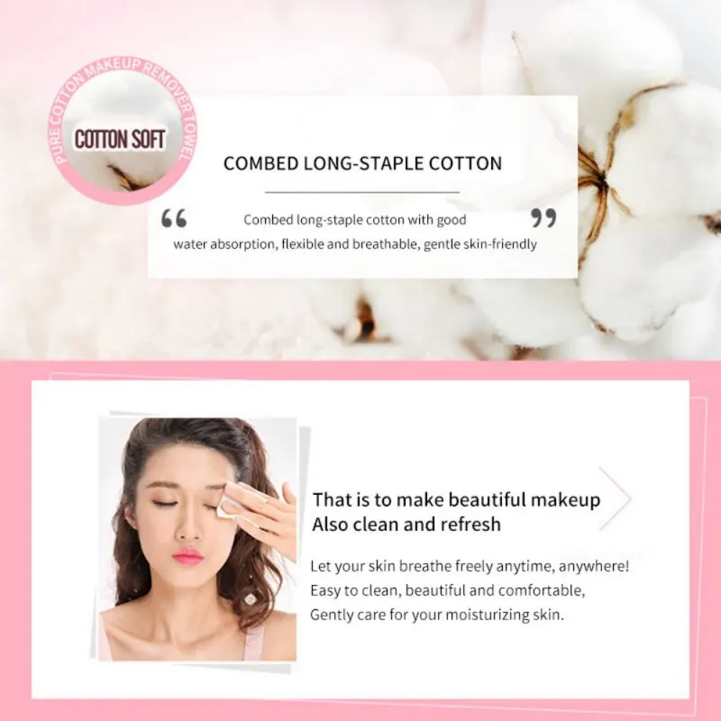 Makeup Velvet Combed Cotton Makeup Remover Wipes Cleaning Pores Skins Removing Wipes Hotsale