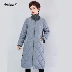 Большого размера плюс хлопок винтажная одежда Повседневная Свободная длинная Осенняя зимняя куртка пальто для женщин 2019 верхняя одежда