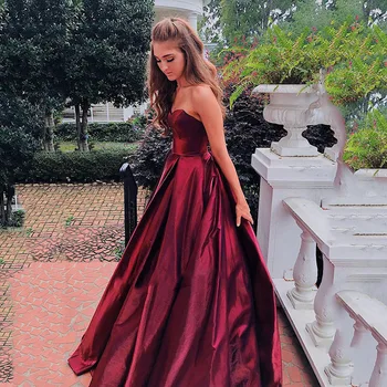 

Wine Red Evening Dresses estidos Elegantes Abiye Gece Elbisesi Women Celebrity Gowns Prom Party Dress with Pockets