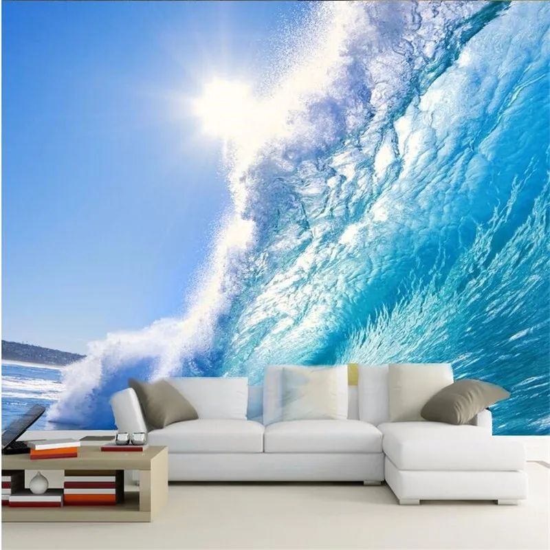 Custom-3d-painting-art-for-living-room-The-Deep-Blue-Sea-surf-ocean-waves-large-mural
