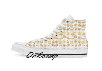 

Yellow Autumn leaves collection watercolor Custom Casual High Top lace-up Canvas shoes sneakers Drop shipping