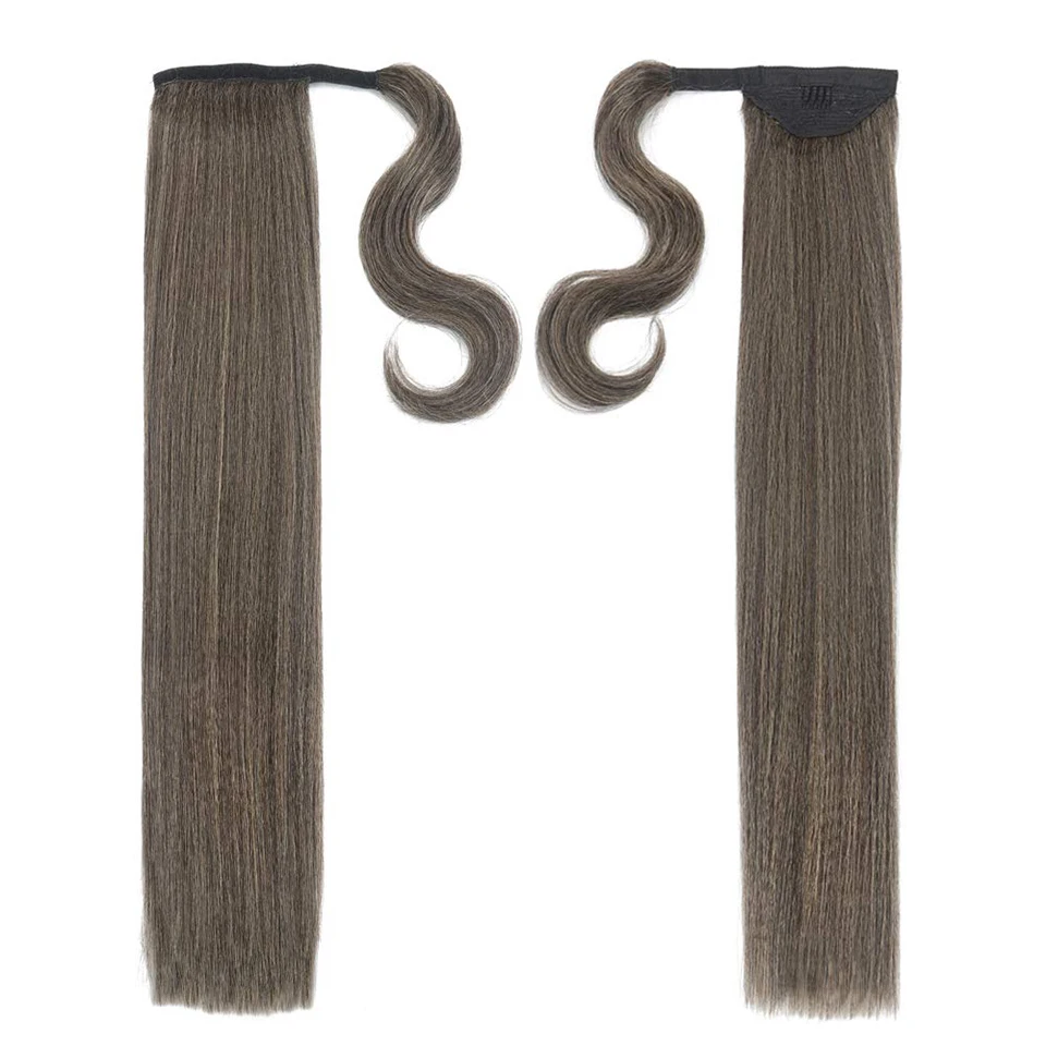 26 дюймов Длинные Синтетические кудрявые прямые накладные конский хвост волосы для наращивания афро слоеные Джамбо шиньон конский хвост аксессуары для волос для женщин - Цвет: # 1B/темно-серый
