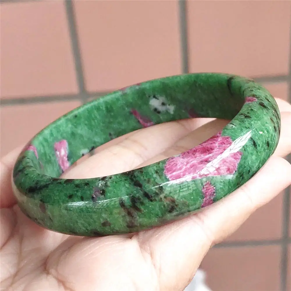 

Genuine Natural Ruby Zoisite Red Green Fashion Bangle Inner Diamater 59mm Gemstone Healing Stone Gift Woman Jewelry Bangle AAAAA
