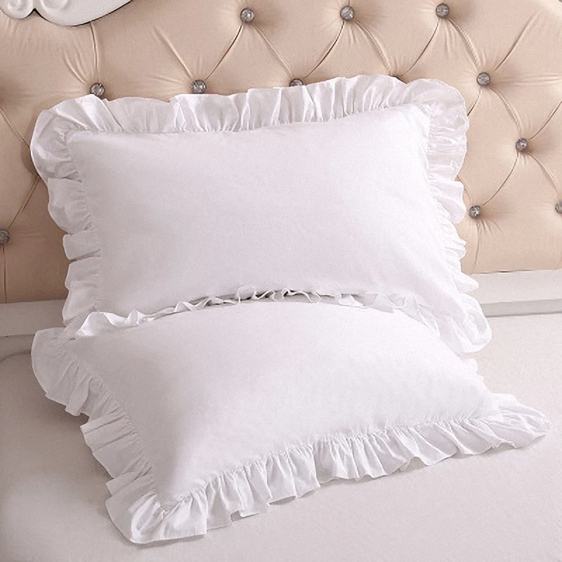 Cotton Ruffle Pillowcase Ruffled Pillow Cover White Pillow Case