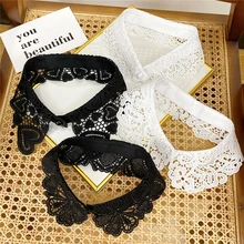 Breathable Scarf Around The Neck French Flower Neckline Fake Collar Lively Soft Solid Color Sweet Hollow Scarf For Women