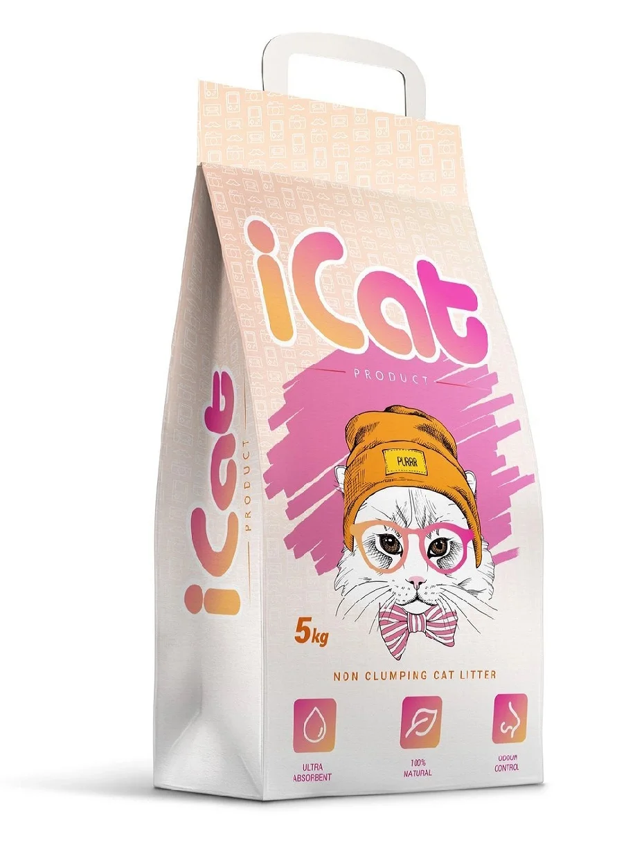 iCat впитывающий наполнитель для кошачьих туалетов без ароматизатора 5 кг | Дом и
