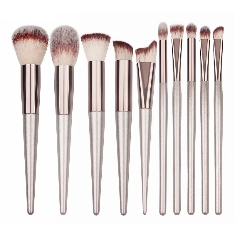 

Luxury Champagne Makeup Brushes Set for Powder Blush Wooden Eyeshadow Foundation Brush Make Up Brush Cosmetics Beauty Tools