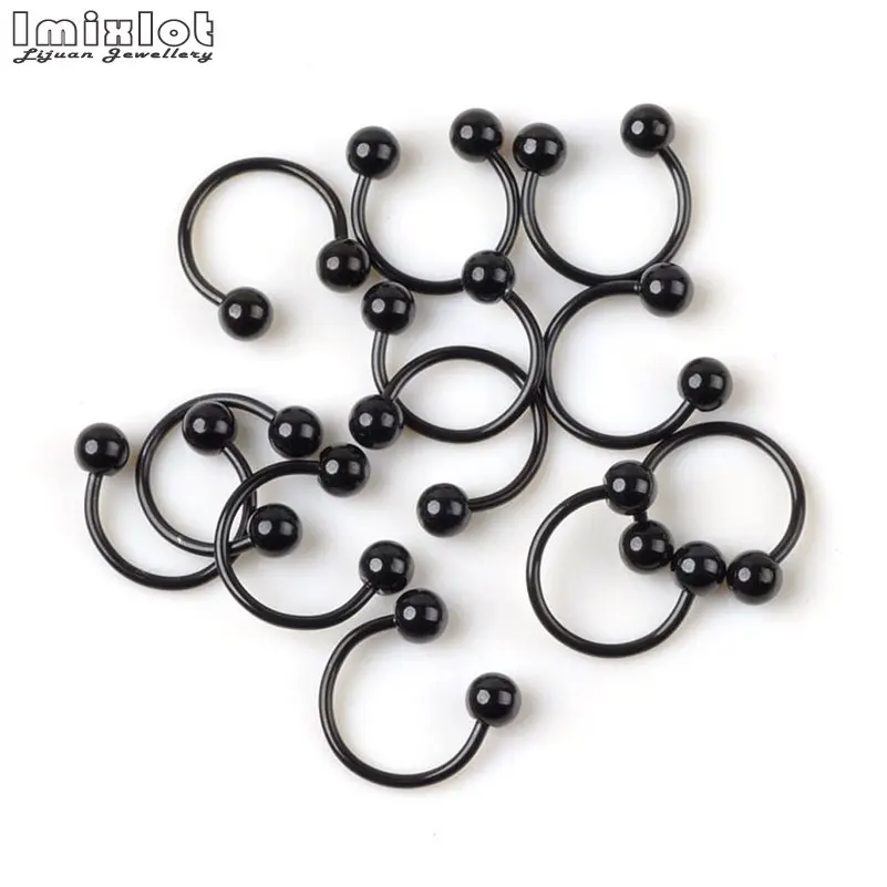 10Pc/Lot Stainless Steel Circular Barbells Horseshoe Labret Lip Ring