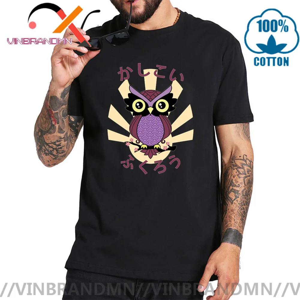 Funky Tops Casual Tshirt Japanese Kanji Wise Owl Print Tee Shirt Summer Women O Neck Short Sleeve T-Shirt Plus Size XS-XL | Мужская