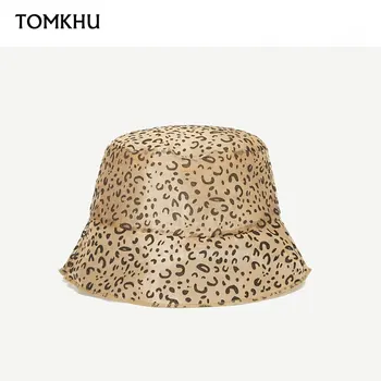 

TOMKHU New Lace Leopard Print Bucket Hat Fisherman Outdoor Travel Sun Cap Hats for Women Summer Holiday Quality Organza Hats