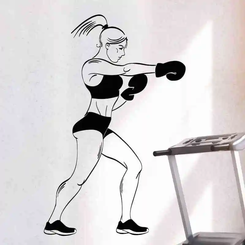 DCTAL Woman Boxing Glove Sticker Kick Boxer Play Car Decal Free Combat Posters Vinyl Striker Wall Decals Parede Decor