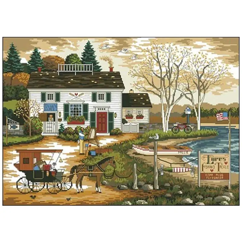 

Sunset carriage scenery patterns Counted Cross Stitch 11CT 14CT 18CT DIY Chinese Cross Stitch Kits Embroidery Needlework Set