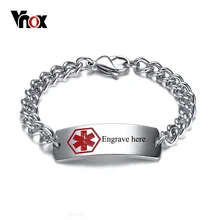 Vnox, 15 мм, гравировка, медицинский оповещение, ID браслеты для мужчин, нержавеющая сталь, стержень асклепиуса, аварийный, мужские лазерные ювелирные изделия