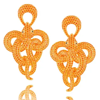 

2019 Charms Big Snakes Statement Twist Earrings For Women Luxury Full Cubic Zircon Wedding Bridal DUBAI Dangle Earrings Jewelry