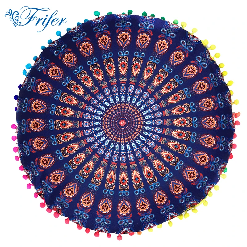 

Creative 11 Types Indian Round Mandala Floor Pillow case Round Bohemian Meditation Cushion Cover Ottoman Pouf Pillow Case