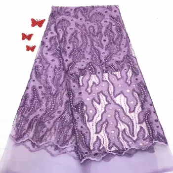 

French Mesh Lace Fabrics For Evening Dress With Embroidered Flowers 2020 High Quality African Lace With Sequins FD-1216