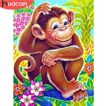 

HUACAN DIY Diamond Embroidery 5D Monkey Diamond Painting Cross Stitch Animal Picture Handcraft Mosaic Home Decoration