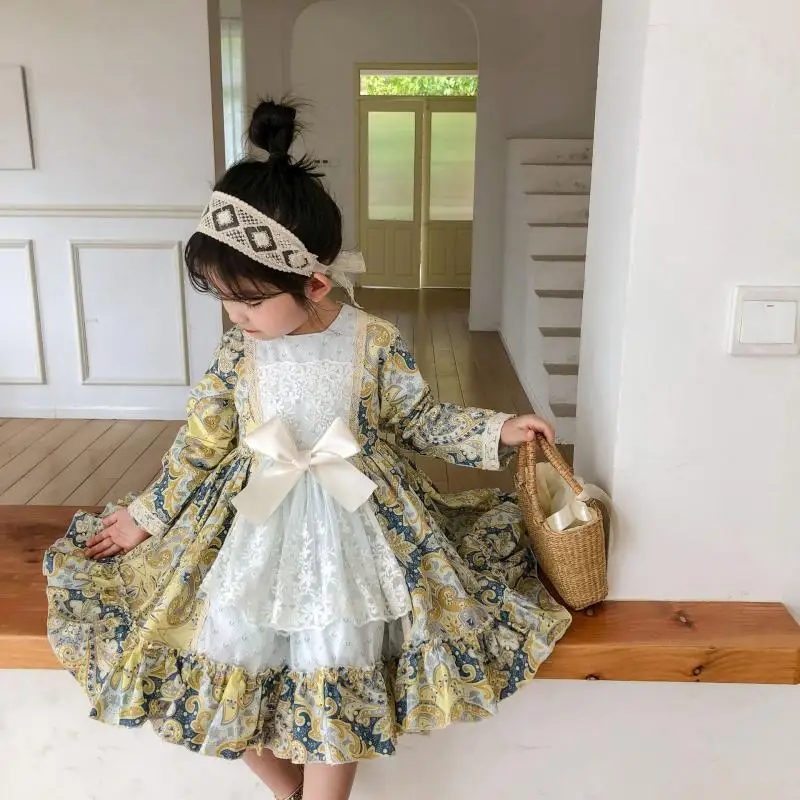 

Girls Floral Dresses Kids Turkey Vintage Frocks Infant Spanish Lolita Princess Dress Baby Christening Gown Toddler Birthday Bapt