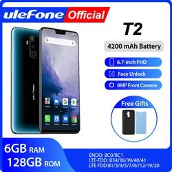 Ulefone T2 смартфон с восьмиядерным процессором Helio P70, ОЗУ 6 ГБ, ПЗУ 128 ГБ, 4200 мАч, 6,7 дюймFHD +, Android 9,0