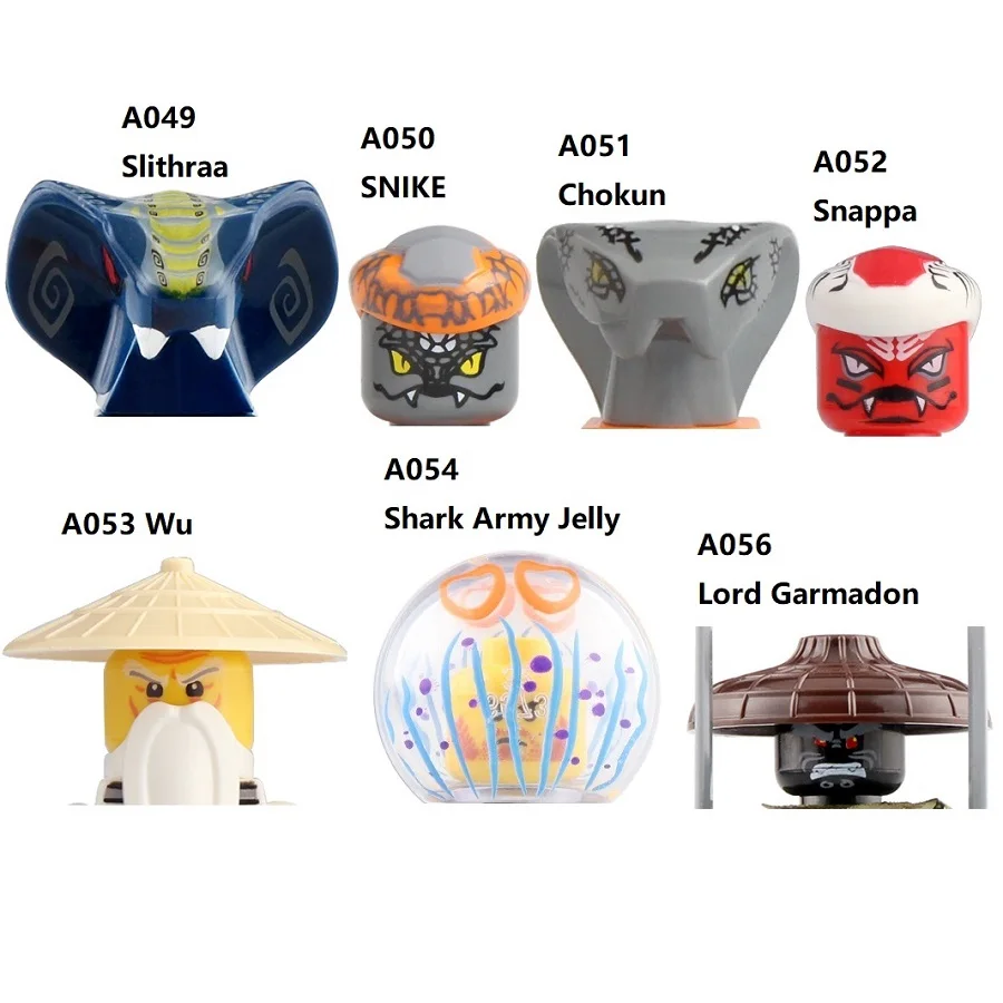 Мини фигурки героев фильма ниндзя Chokun SNIKE Snappa Shark Army Jelly Four Eyes Slithraa Wu Lord Garmadon |