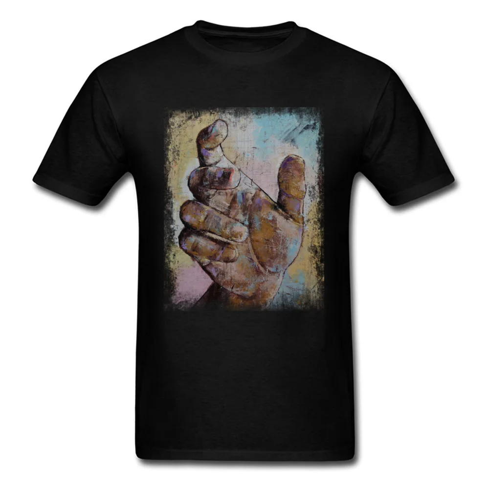 ZOMBIE HAND 2018 Art Design Men T-shirt Canvas Oil Painting Printed Male Short Sleeve Tee Black Tops |